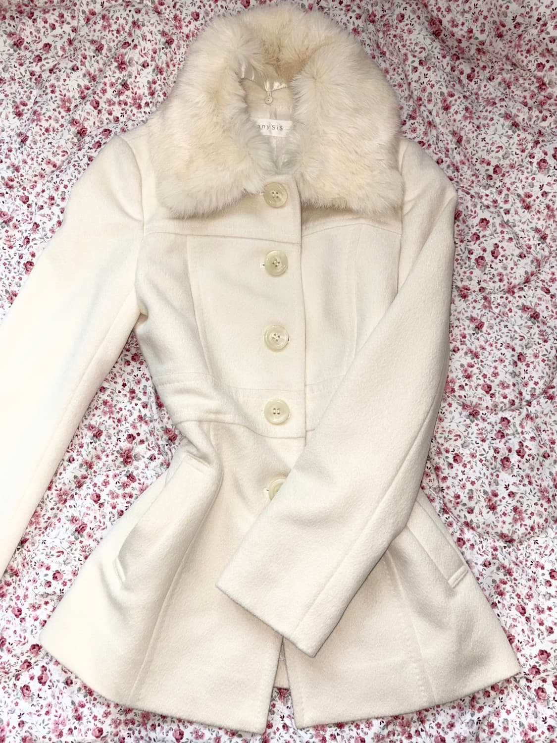 크림 퍼 코트 빈티지 갸루 오네갸루 로걀 상품이미지1