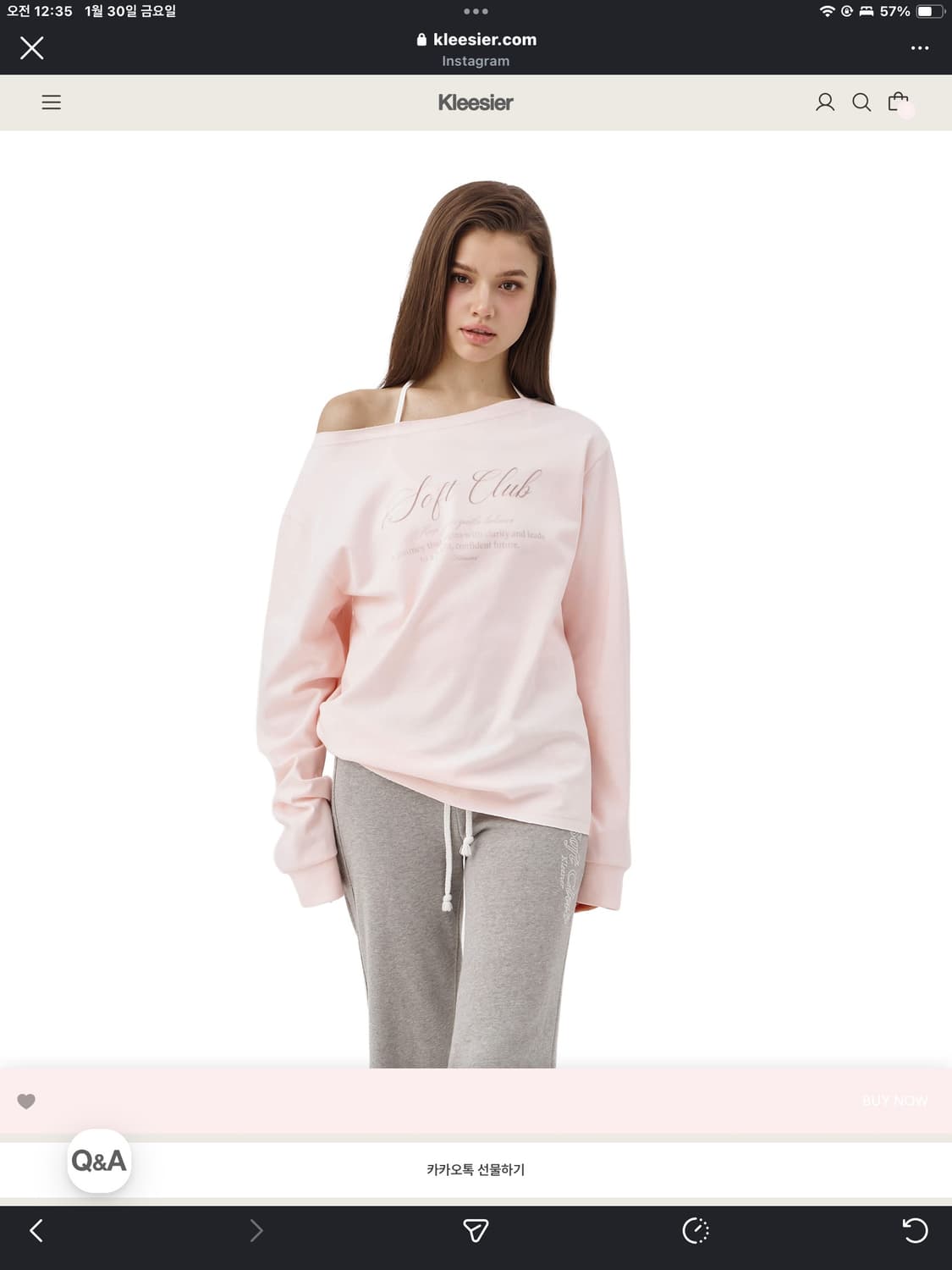 클리시어 소프트클럽 원숄더 스웻셔츠 (레이 착용♡) 상품이미지1