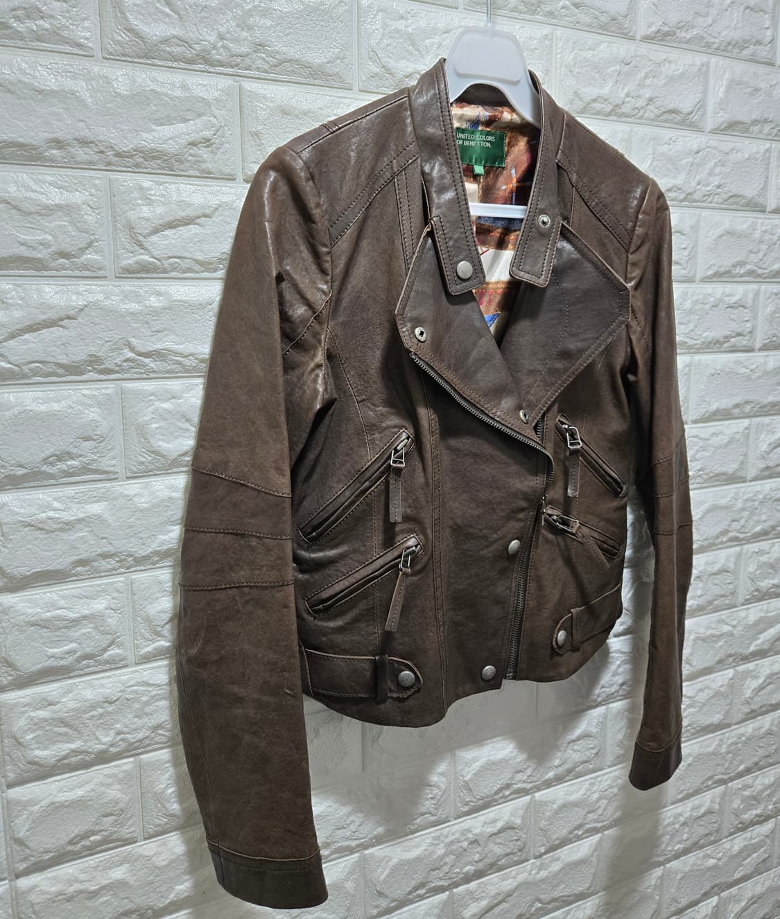 베네통 양가죽 라이더자켓 85~90 상품이미지3