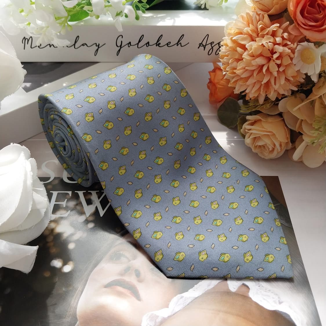 살바토레 페라가모 블루 토끼 모티브 넥타이 9.5cm B등급 K2386
 상품이미지2