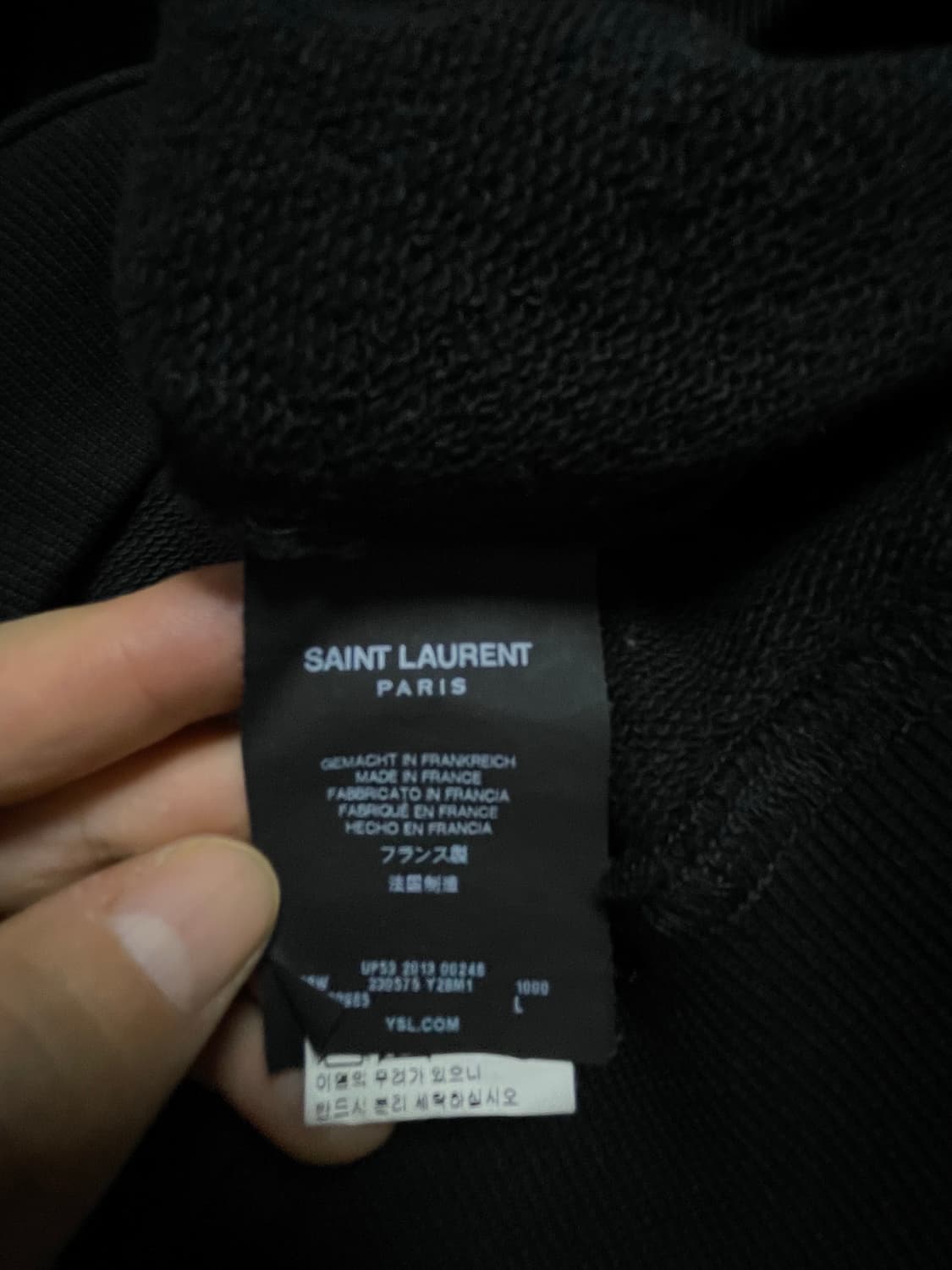 생로랑 가죽 슬리브 후드 티셔츠 상품이미지5