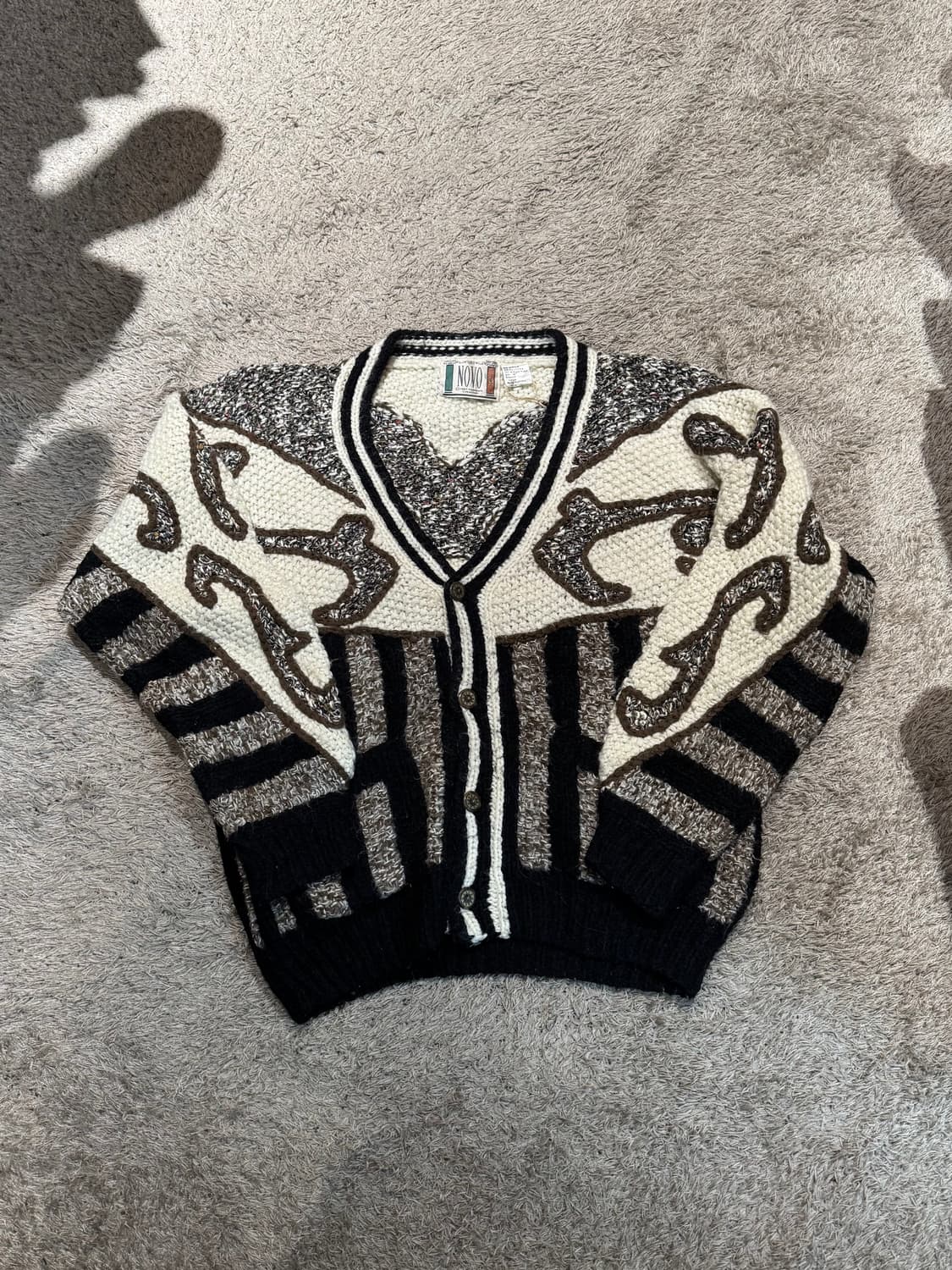 NOVO 빈티지 패턴 모헤어 가디건 니트 M 상품이미지1