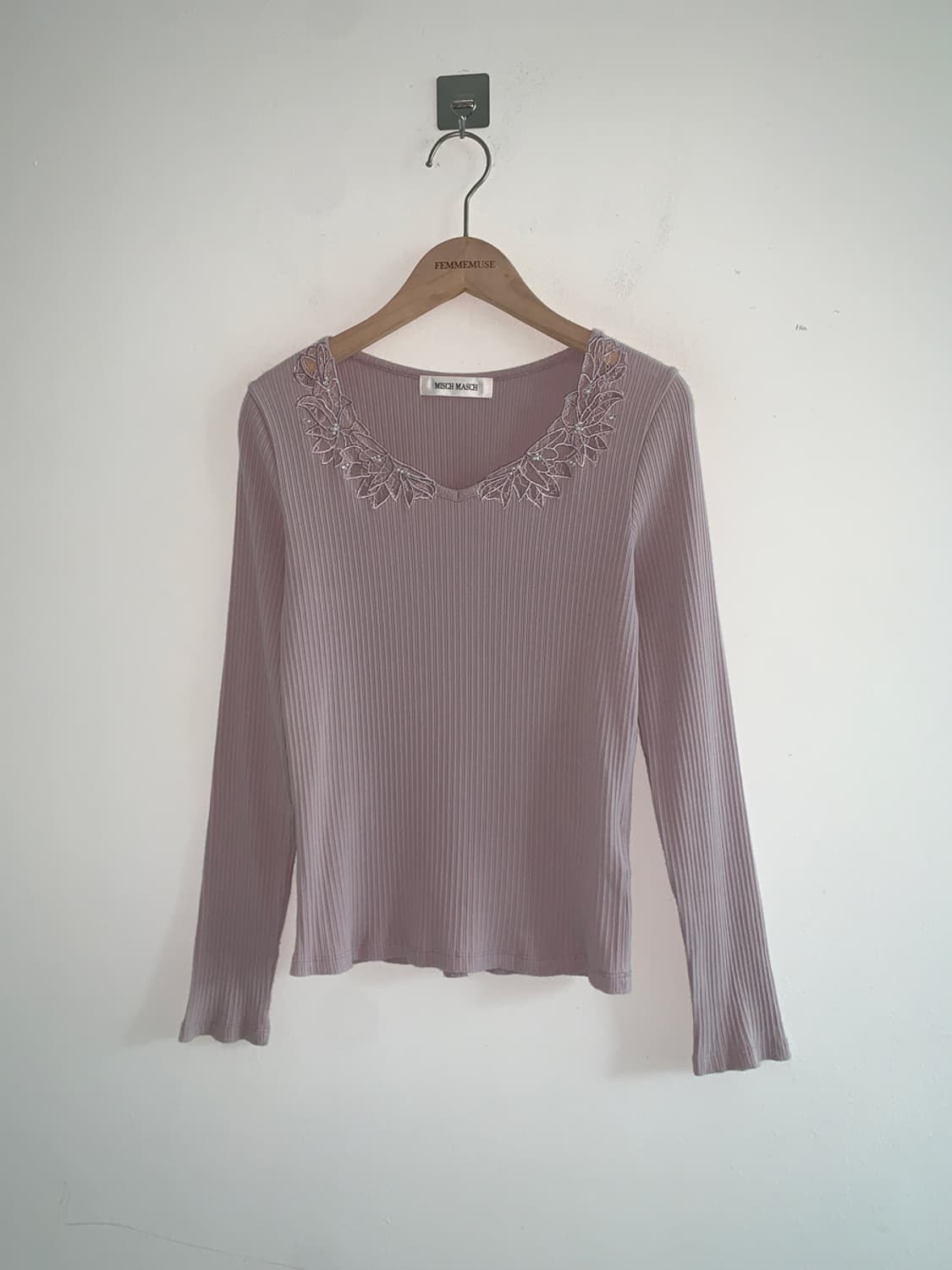 Lace v neck slim knit 상품이미지1