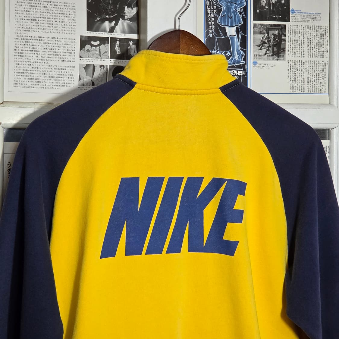 나이키 옐로우 네이비 배색 코튼 져지 집업 상품이미지7