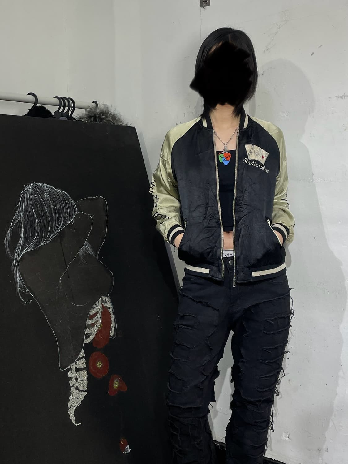 Jpn 일본 빈티지 오리엔탈 몽키 자수 스카잔 오버핏 스카쟌 M 상품이미지2