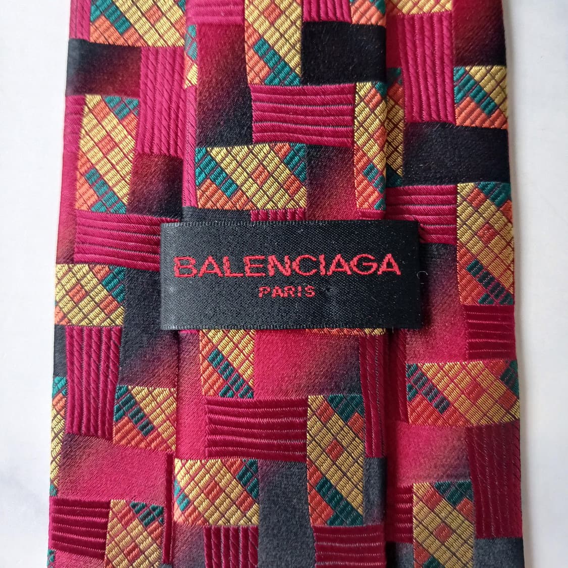 발렌시아가 실크 레드 기하 패턴 넥타이 9.5cm A+등급 E726 상품이미지8