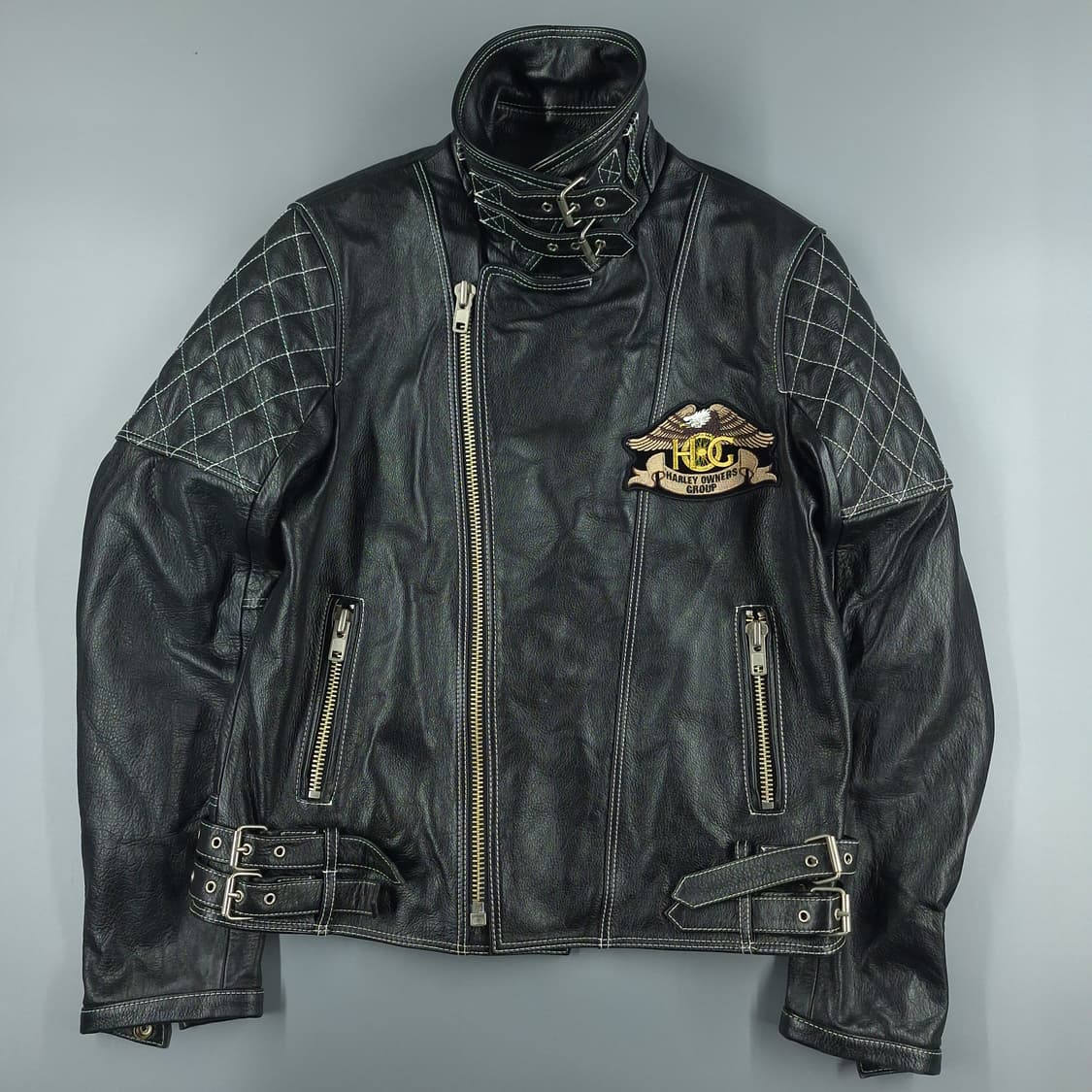 난카이 블랙 스티치 숄더패드 양가죽 램스킨 투웨이 라이더자켓 레더자켓 상품이미지2