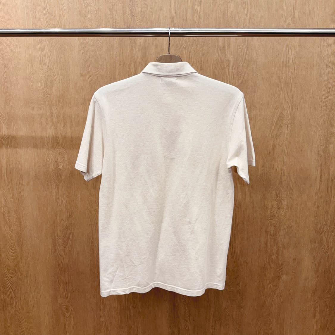 버버리 런던 코튼 포켓 카라 반팔 티셔츠 체크 디테일 아이보리 상품이미지3