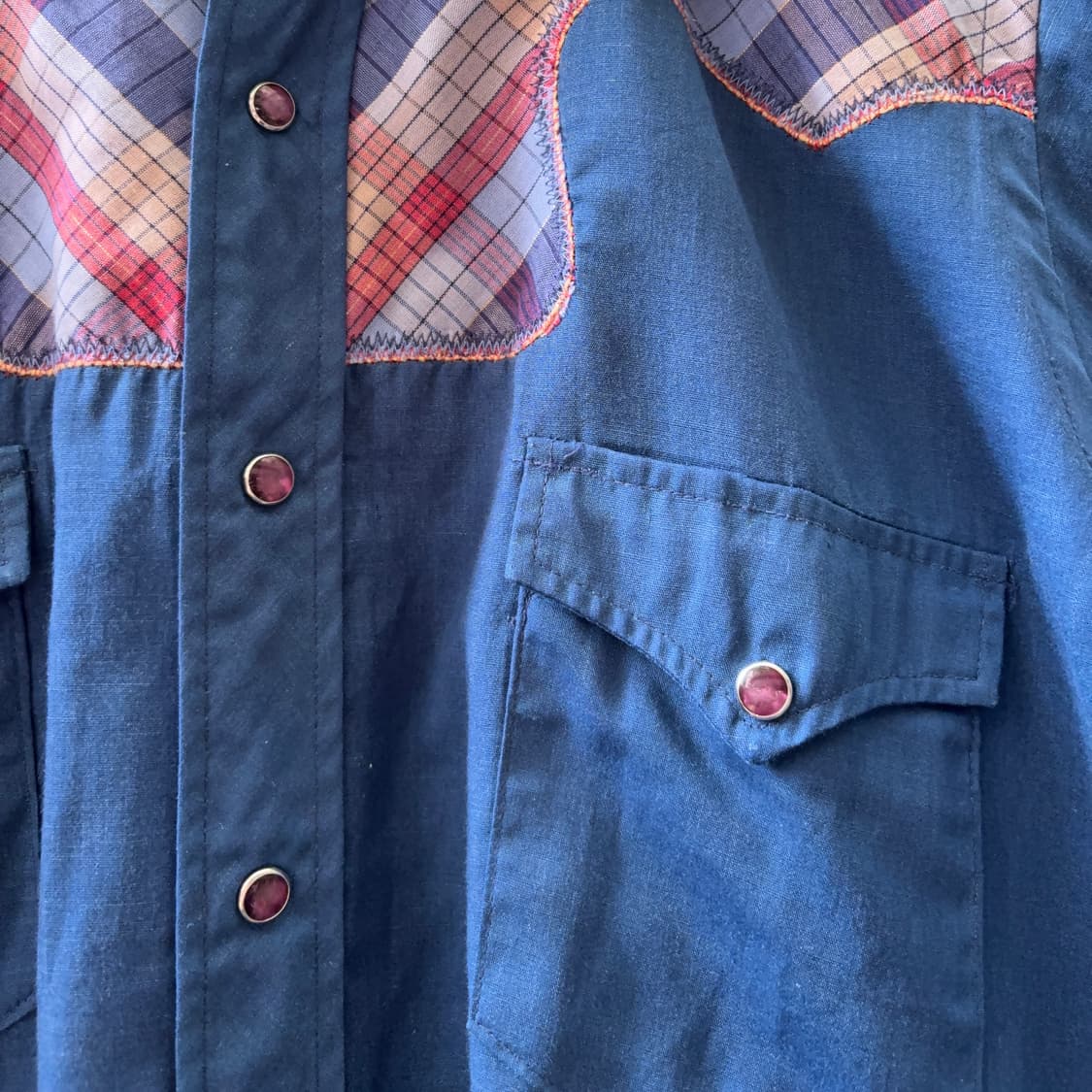 70~80s USA 랭글러 Wrangler 체크 요크 웨스턴 셔츠 상품이미지4