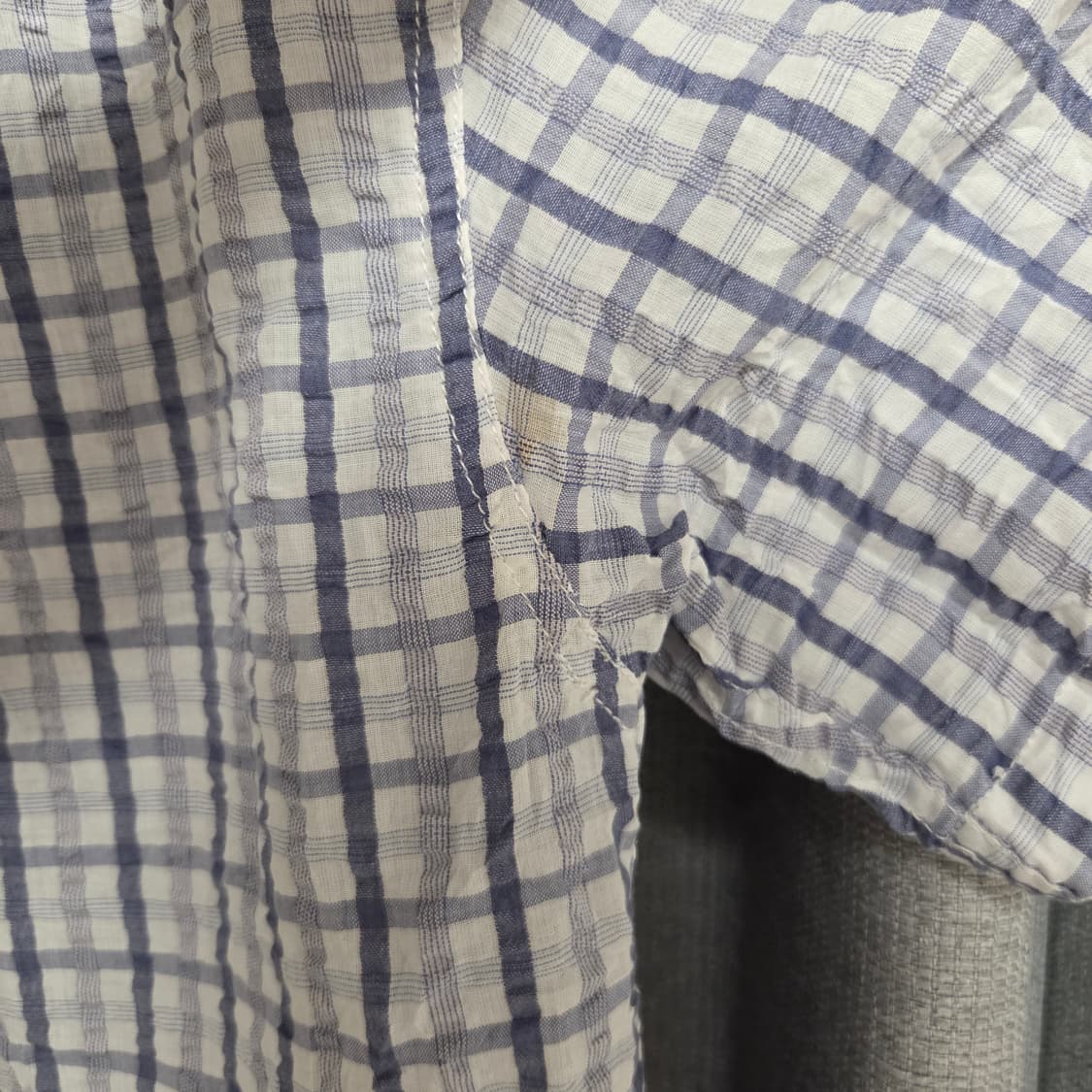 Kansai Jeans 린넨 반팔 체크 셔츠 L(100) 상품이미지8