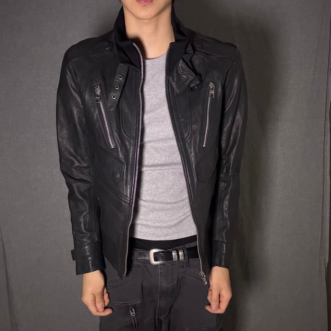 vintage black leather jacket 상품이미지7