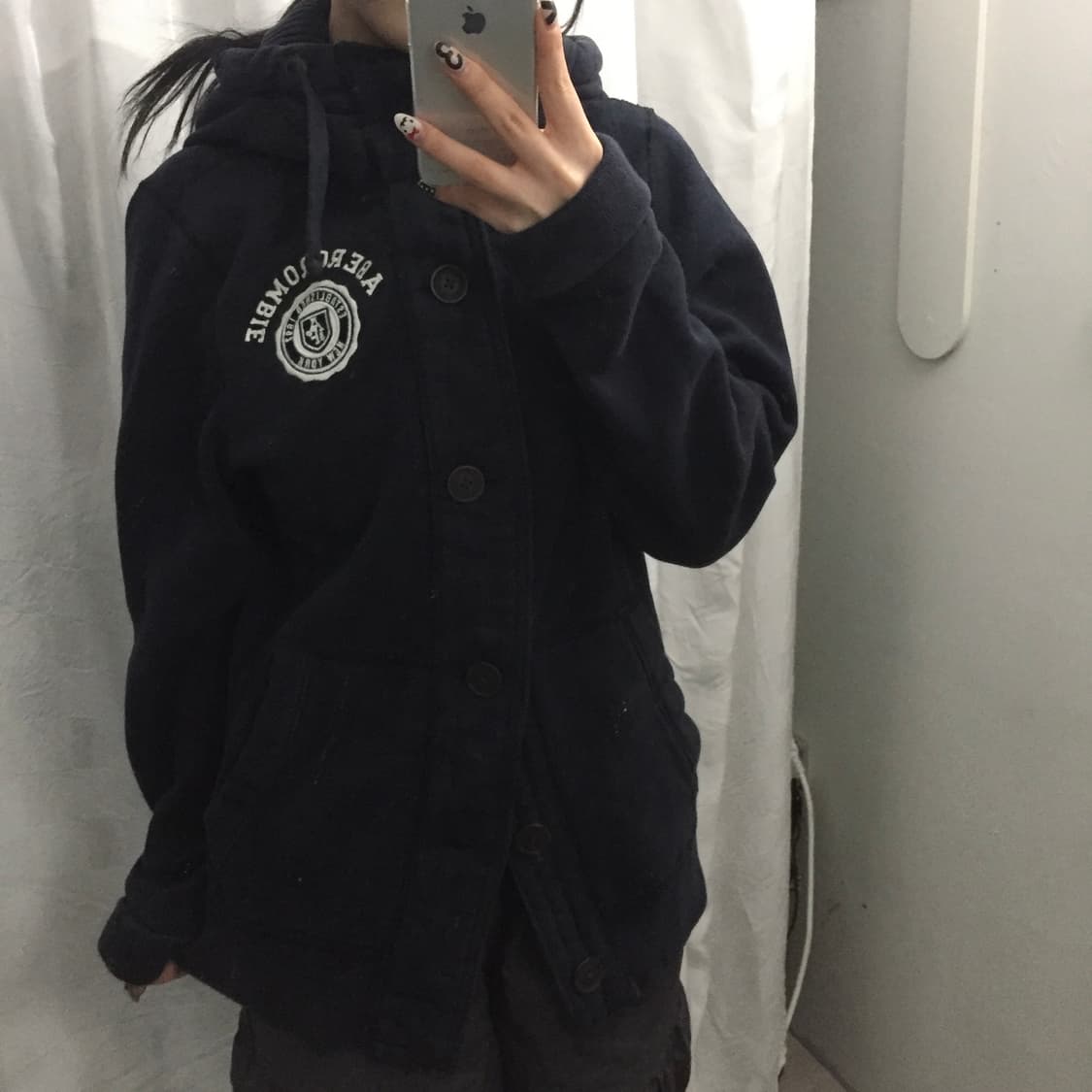 Abercrombie 아베크롬비 네이비 오버핏 기모 후드집업 상품이미지2