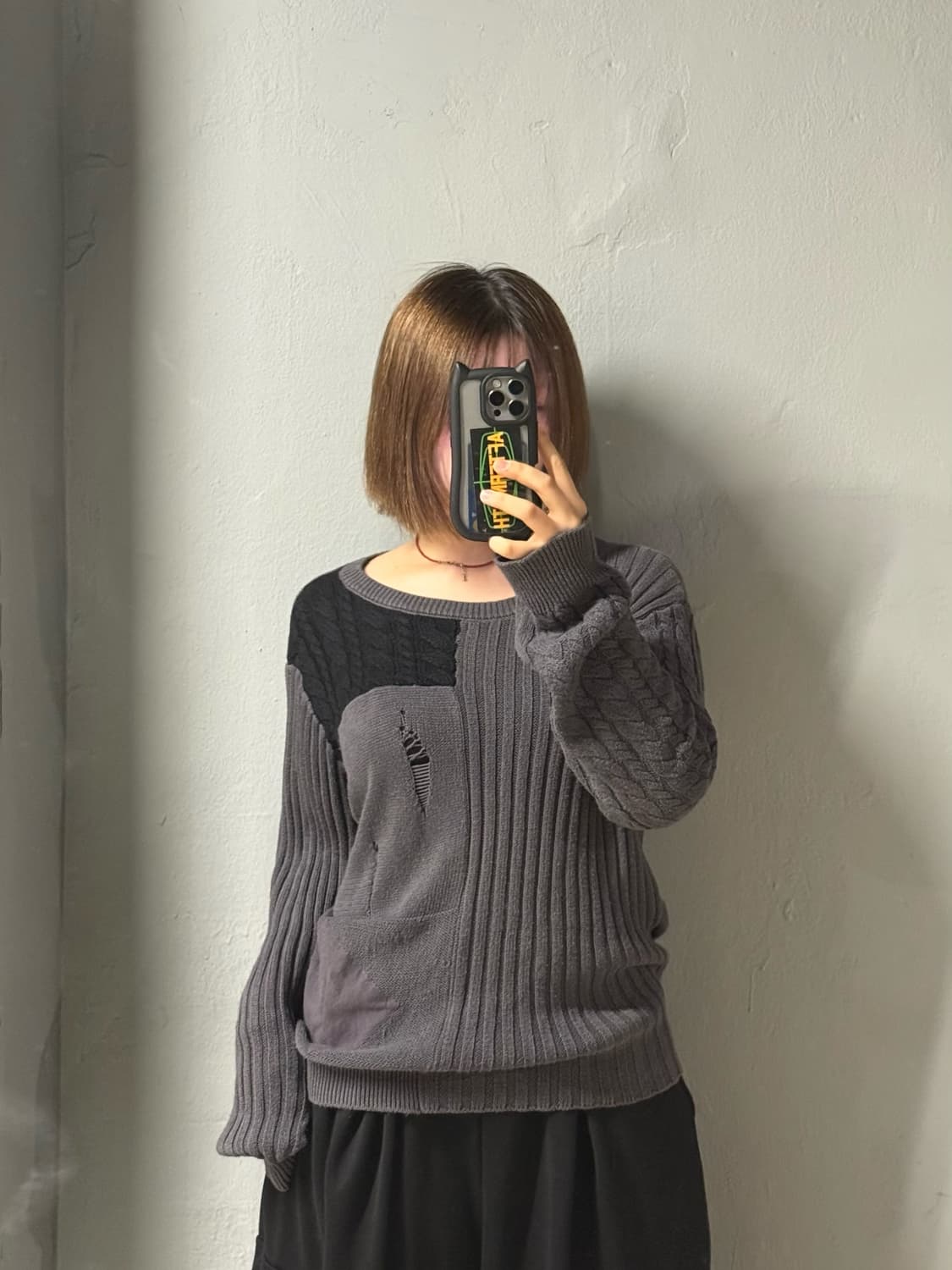 mix pattern damage point knit 상품이미지1