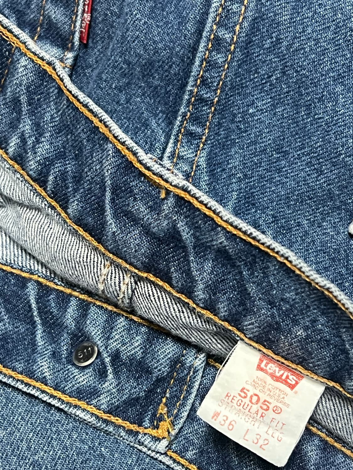 90s메이드인USA리바이스505진청데님팬츠 36x32 상품이미지4