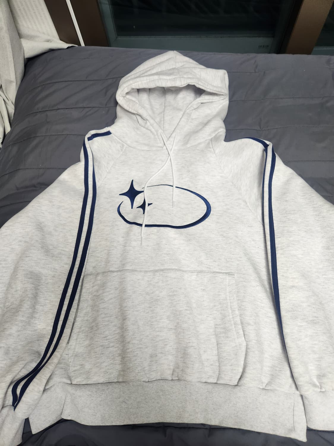 크로스드레슬리 빅스타 메란지 멜란지 그레이 백염 기모 후드티 1 상품이미지2