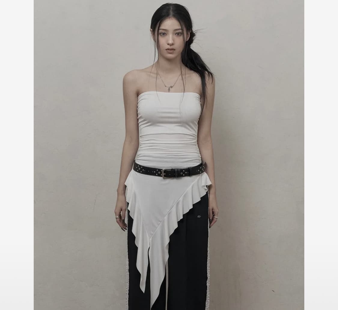 카키포인트 레이어드 탑Ruffled Layered Top (ivory) 상품이미지1