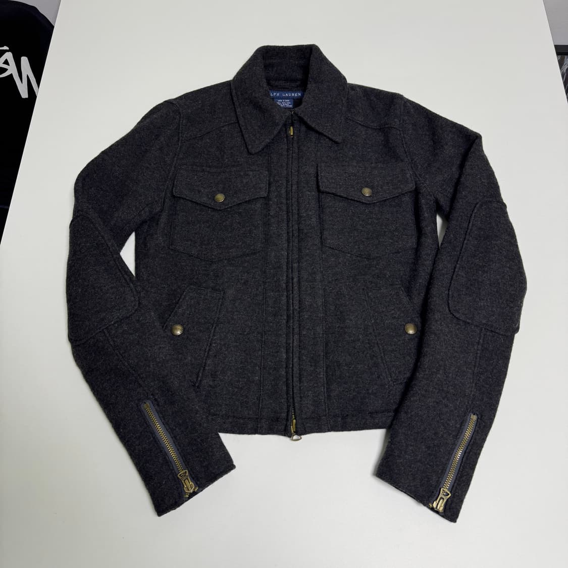(W)폴로 랄프로렌 그레이 크롭 울 라이더 자켓 상품이미지1