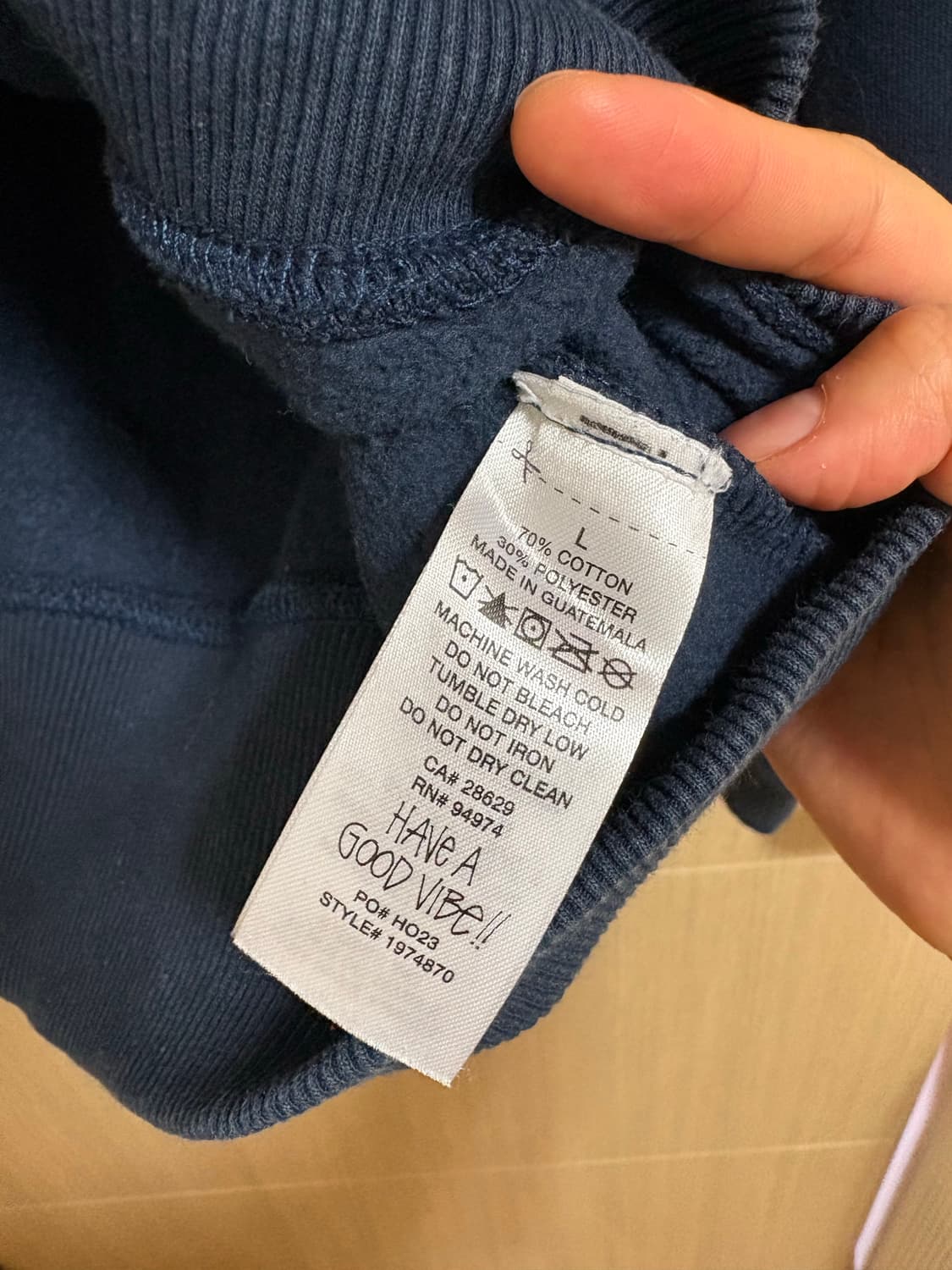 스투시 베이직 기모 후드집업 네이비 L 상품이미지5