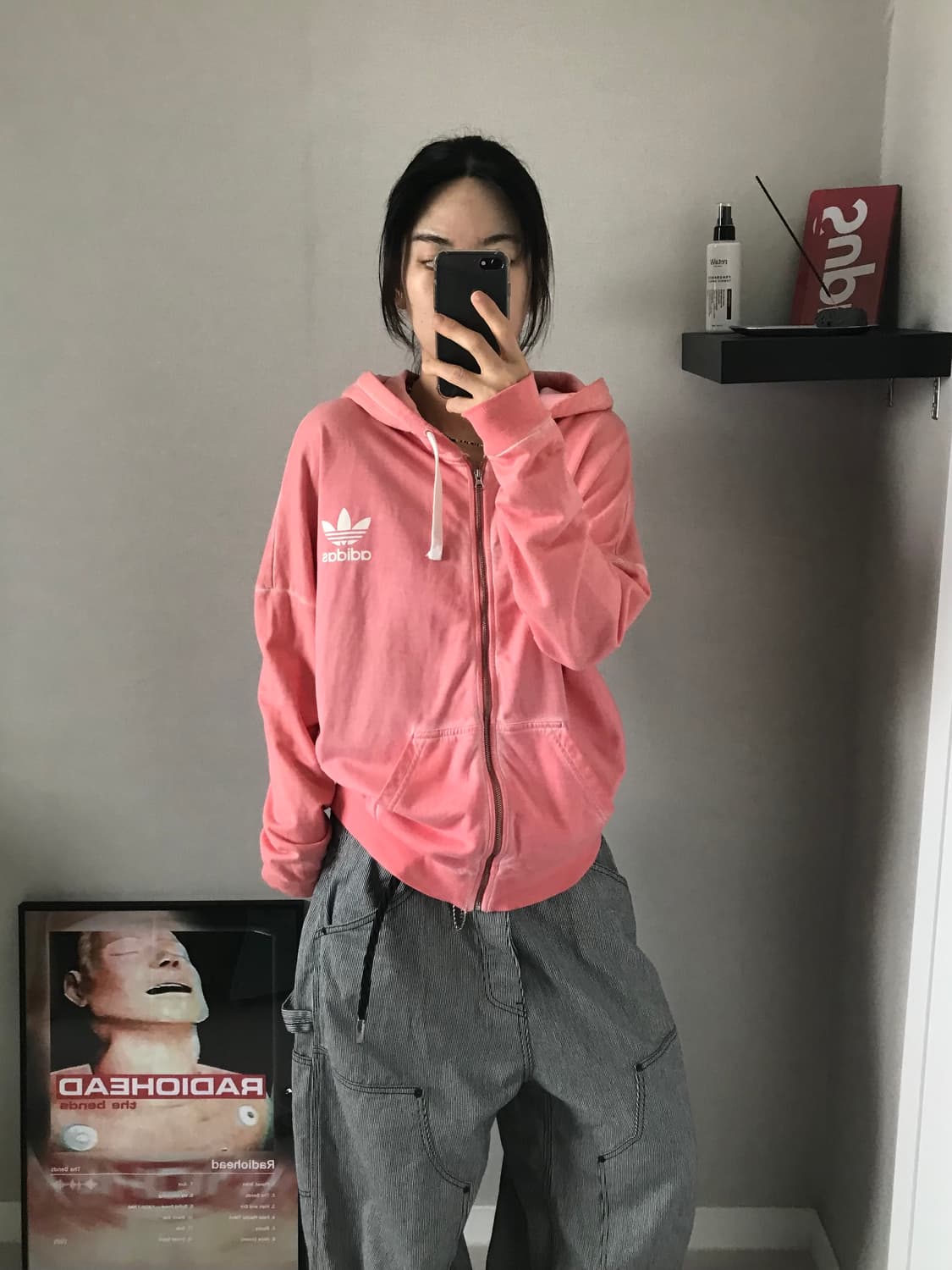 아디다스 00년대 올드스쿨 트레포일 핑크 후드집업 상품이미지4