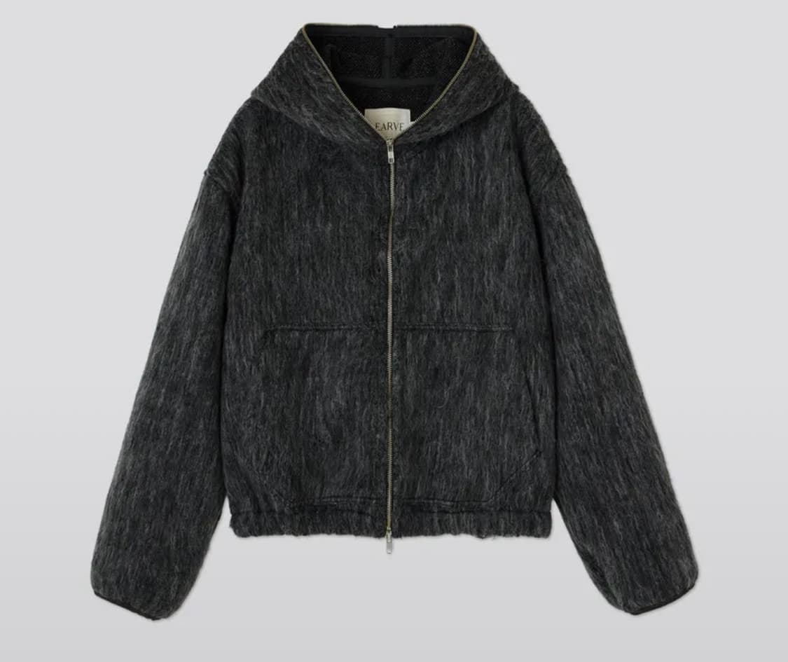 (L) 르아브 헤일리 크롭 울 후드집업 차콜 상품이미지1