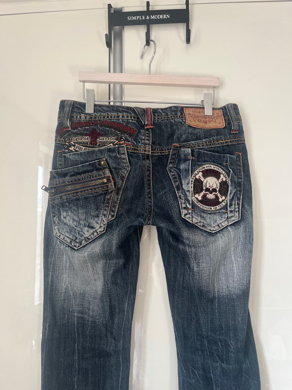 빈티지 펑크 로우 웨이스트 데님 팬츠 상품이미지1