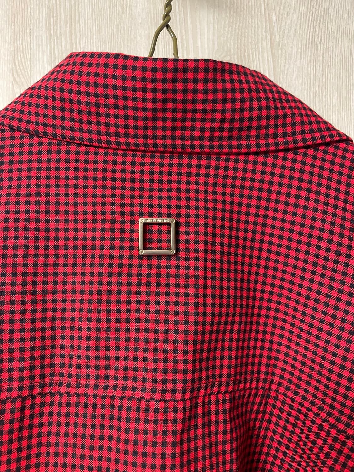 48사이즈, 우영미 레드 깅엄 레이어드 체크셔츠 상품이미지7