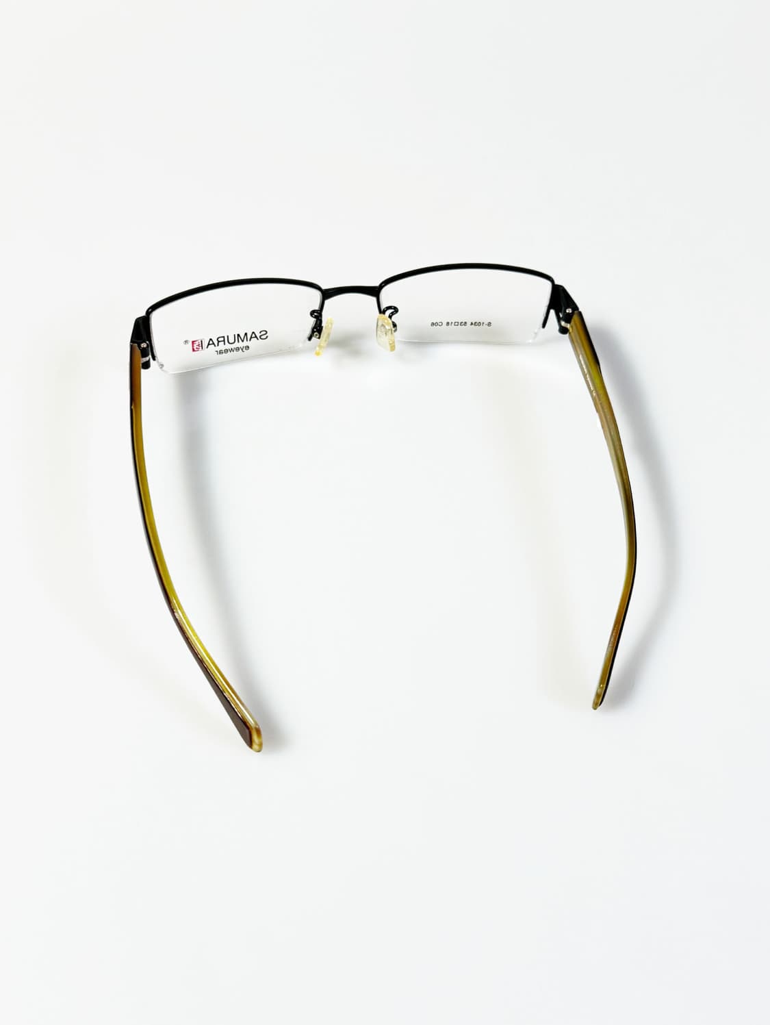 SAMURAI EYEWEAR 블랙 메탈 반무테 스퀘어 빈티지 안경 상품이미지5