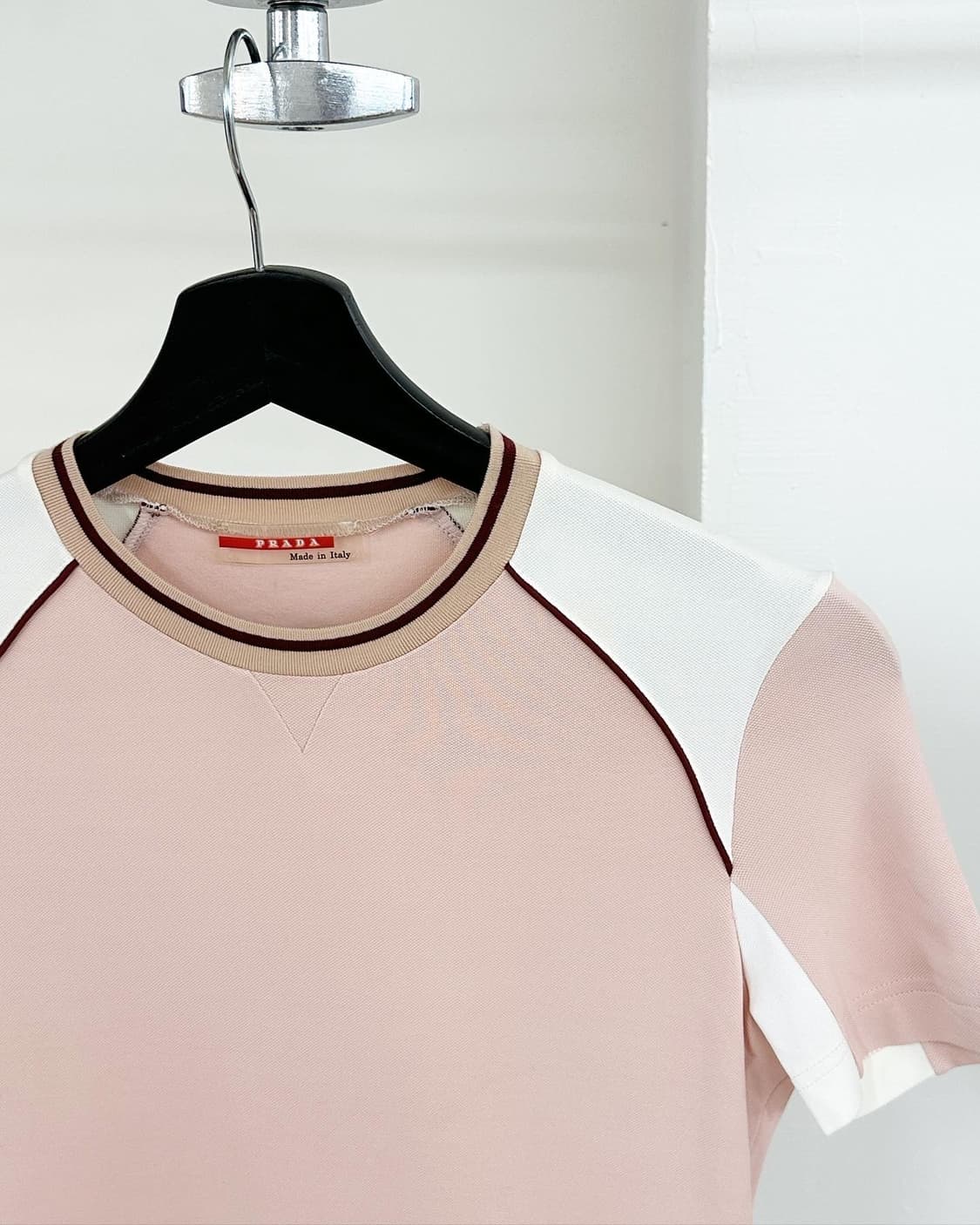 프라다 핑크 레드탭 코튼 하프티 상품이미지3