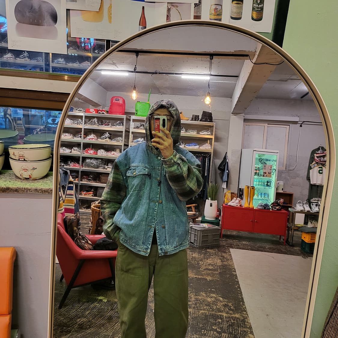 90s Industrial Rags 데님 후드 자켓 (L) 상품이미지10