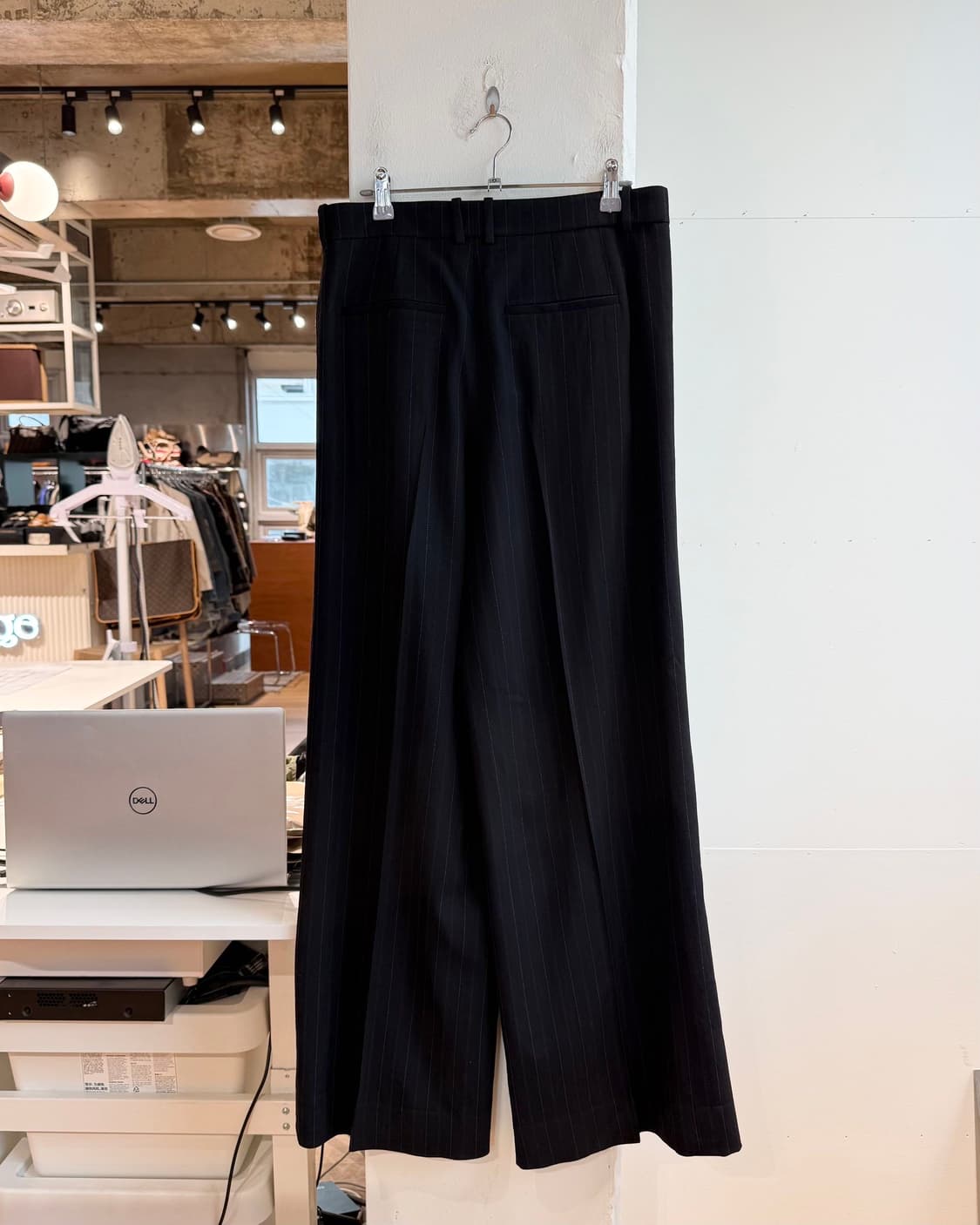 생로랑 블랙 스트라이프 와이드 슬랙스 팬츠  상품이미지5