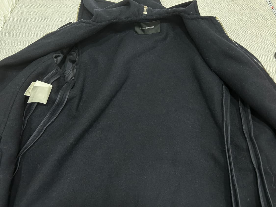 세드릭샬리에  울캐시미어 네이비 집업 후드 코트 66 상품이미지10