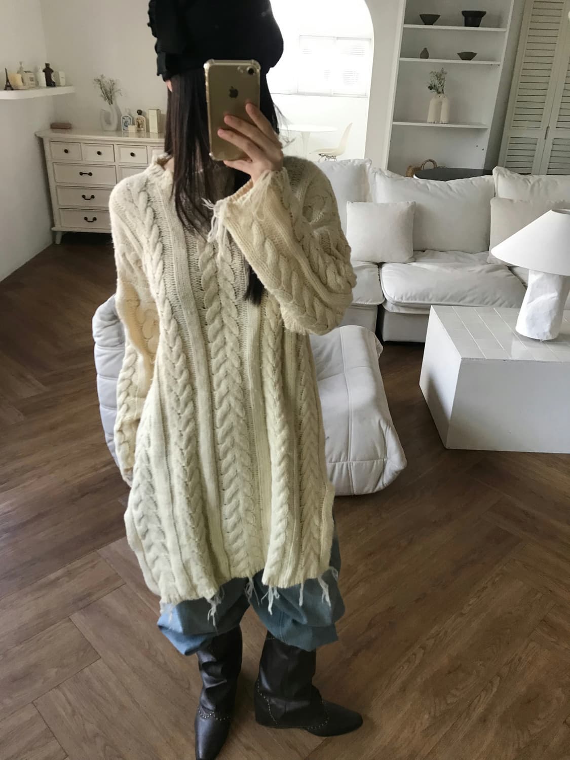 vintage ivory knit one-piece 상품이미지3