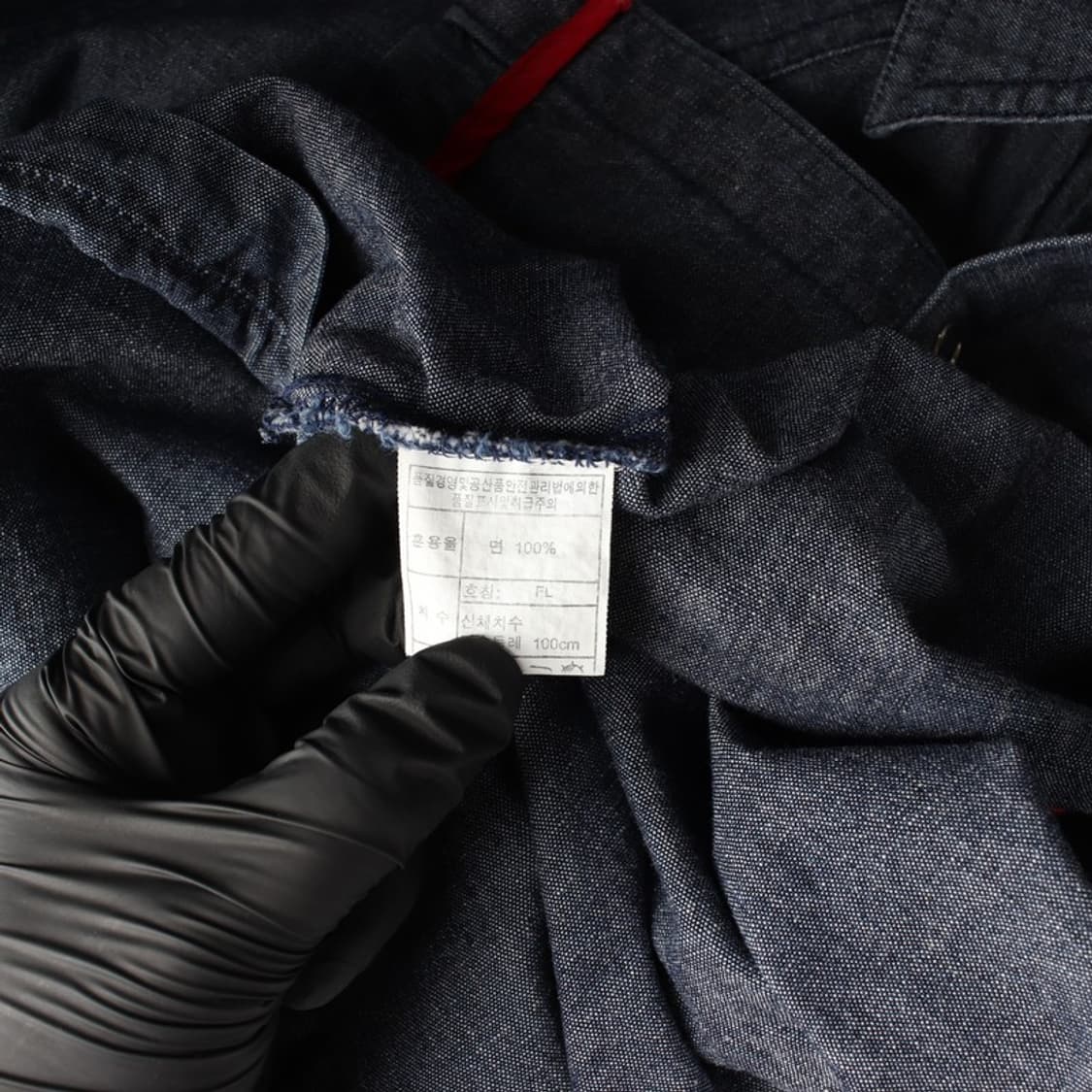 쉐인진스 레드 체크 배색 반팔 데님 셔츠 FL 상품이미지6