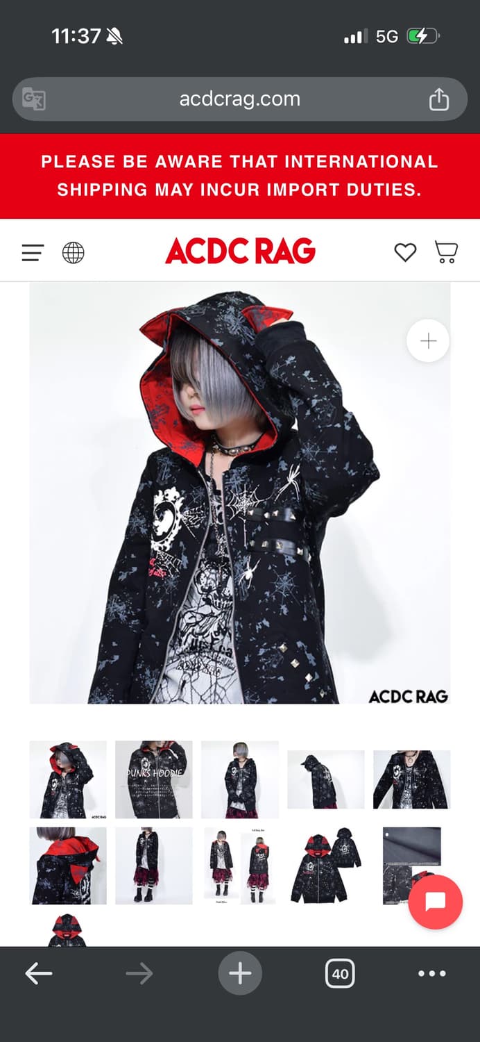 Acdc rag LAST HOODIE 고스 펑크 네코미미 후드집업 상품이미지1