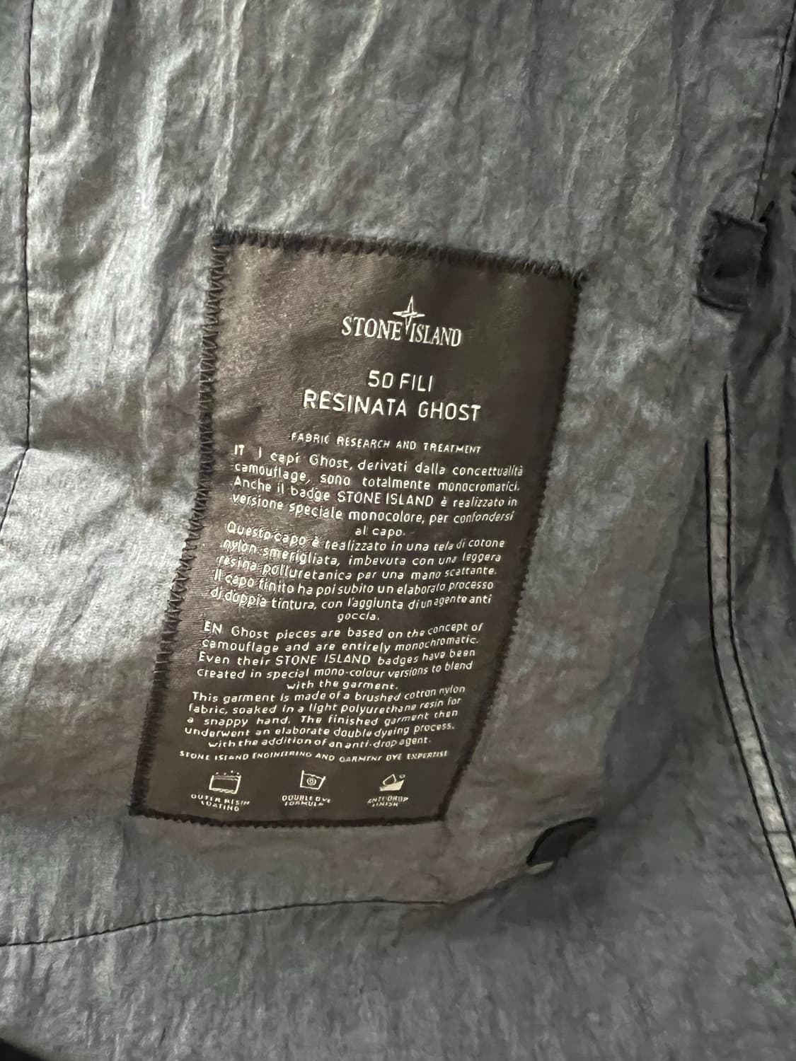 스톤아일랜드 고스트피스 50FILI 블랙 야상 바람막이 롱자켓 m사이즈 상품이미지4