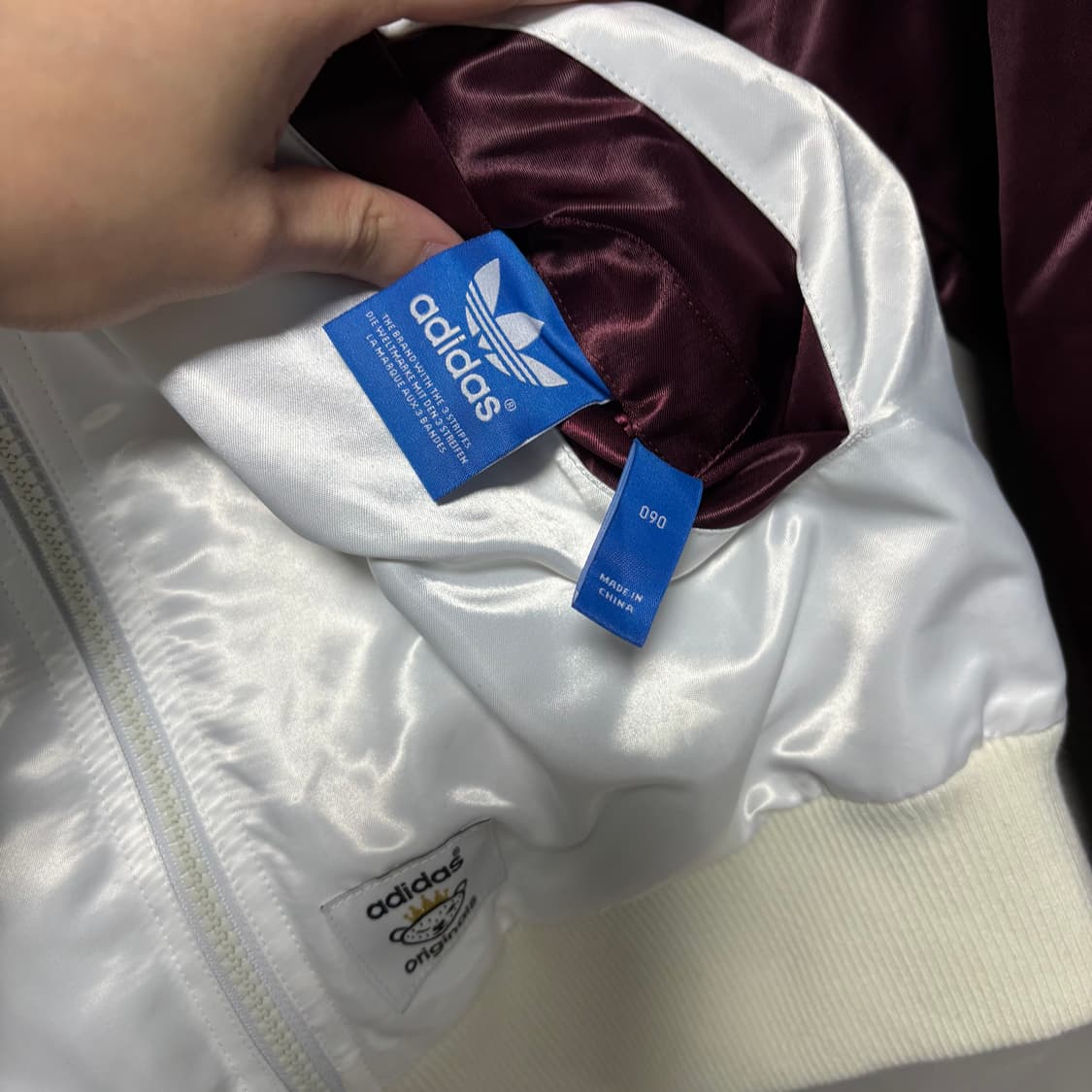 아디다스 파이어버드 니고베어 양면 봄버 자켓 화이트 버건디 상품이미지3