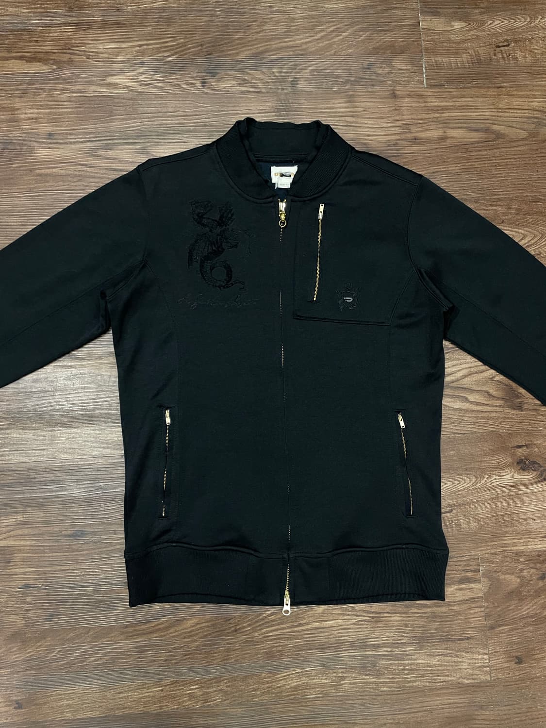 디젤 투웨이 드래곤 프린팅 트랙탑 집업 져지 자켓 블랙 상품이미지3