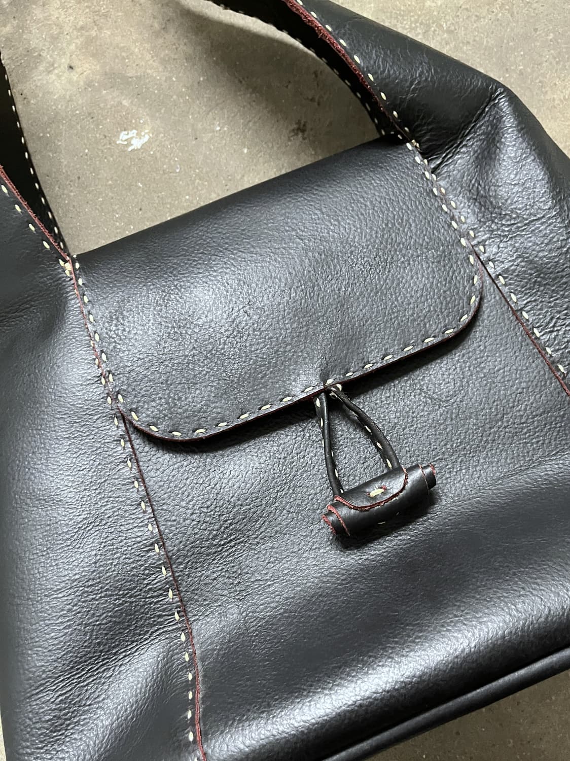 Vintage 리얼레더 빅숄더백 상품이미지7