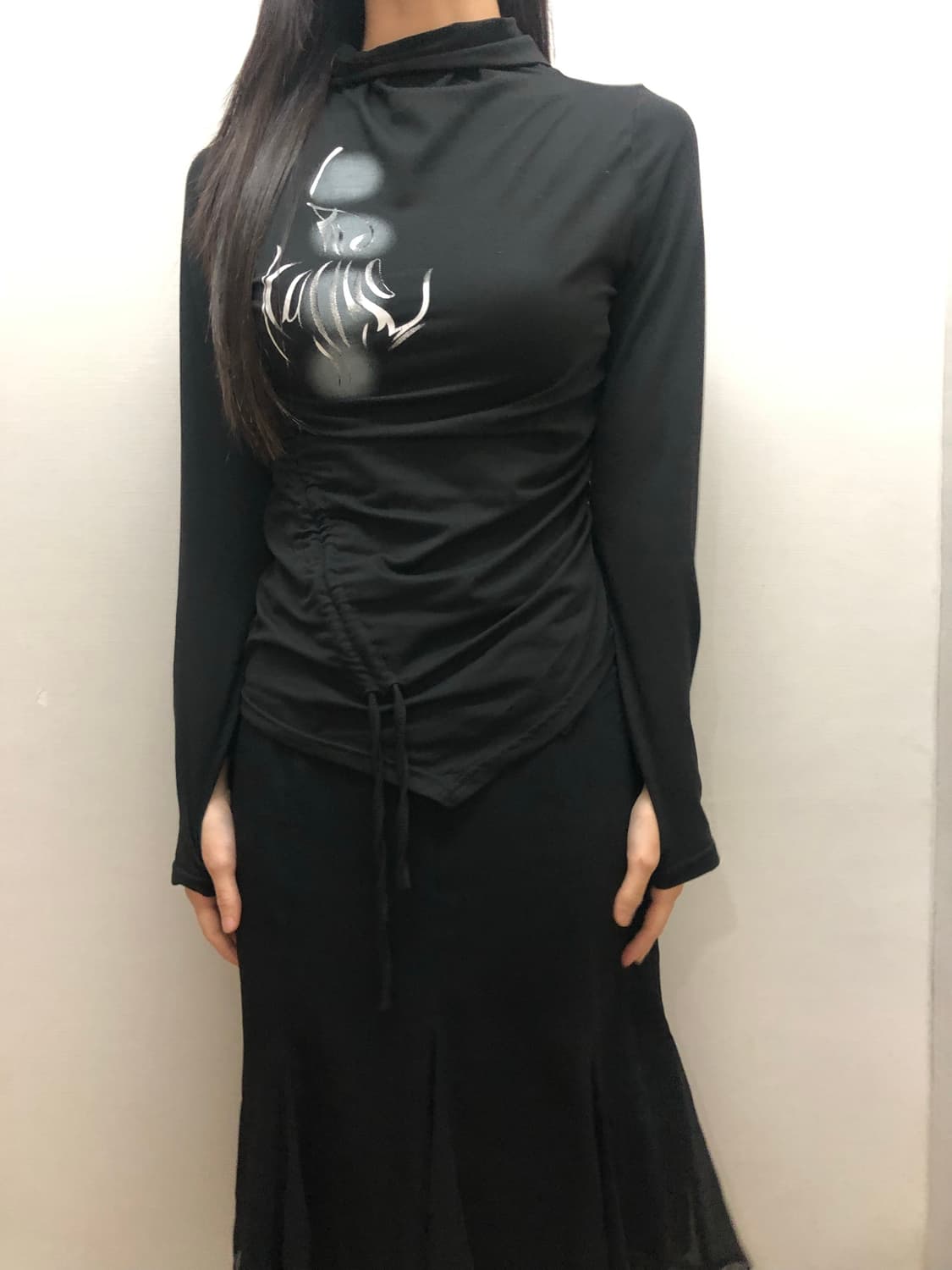 빈티지 블랙 오리엔탈 셔링 탑 상품이미지1