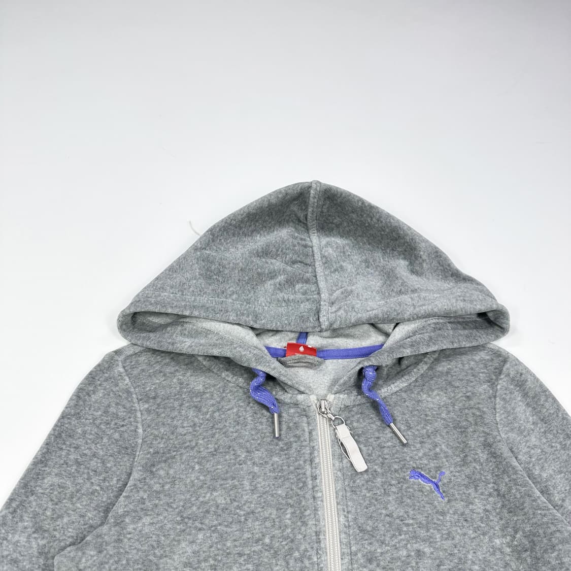 푸마 시그니처 로고 벨벳 그레이 후드집업 (S 여성추천) 상품이미지1