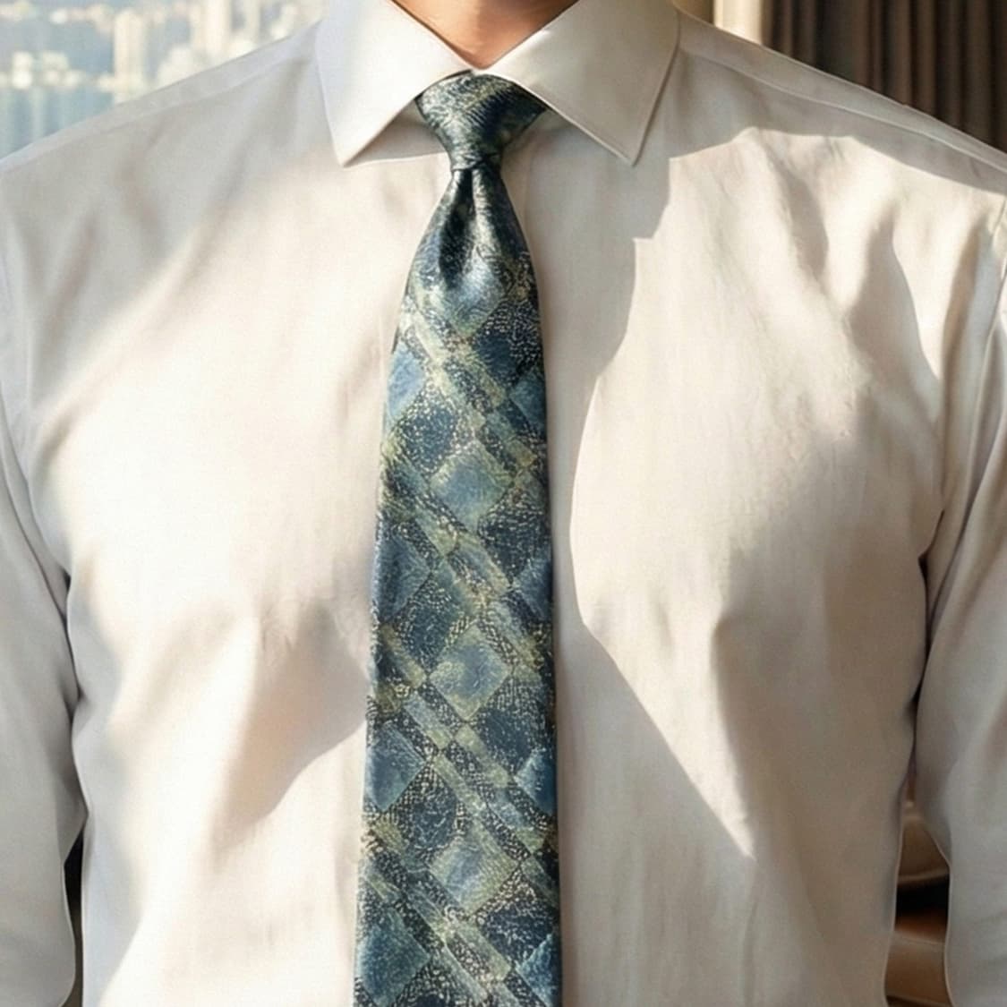 마리끌레르 실크 스카이블루 체크 넥타이 9.4cm A등급 A18958
 상품이미지1