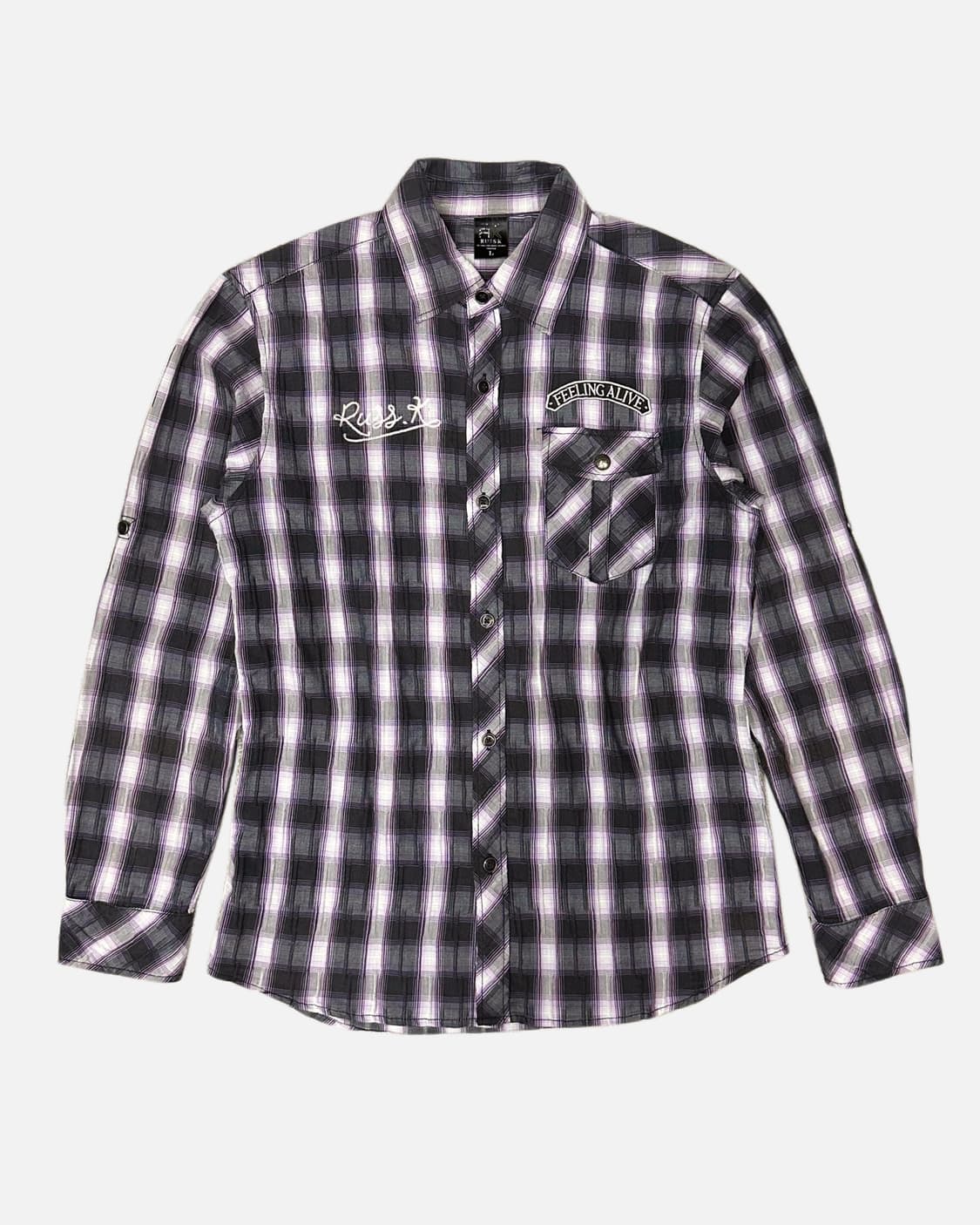 logo patch purple check shirt 상품이미지1
