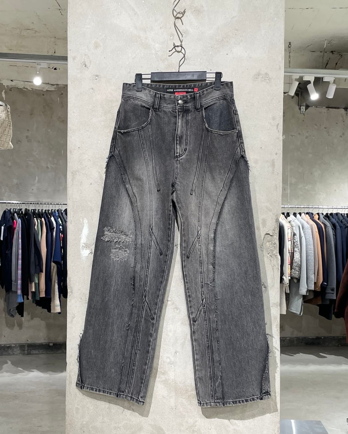 앤더슨벨 흑청 패널 카펜터 와이드 데님 팬츠 상품이미지1