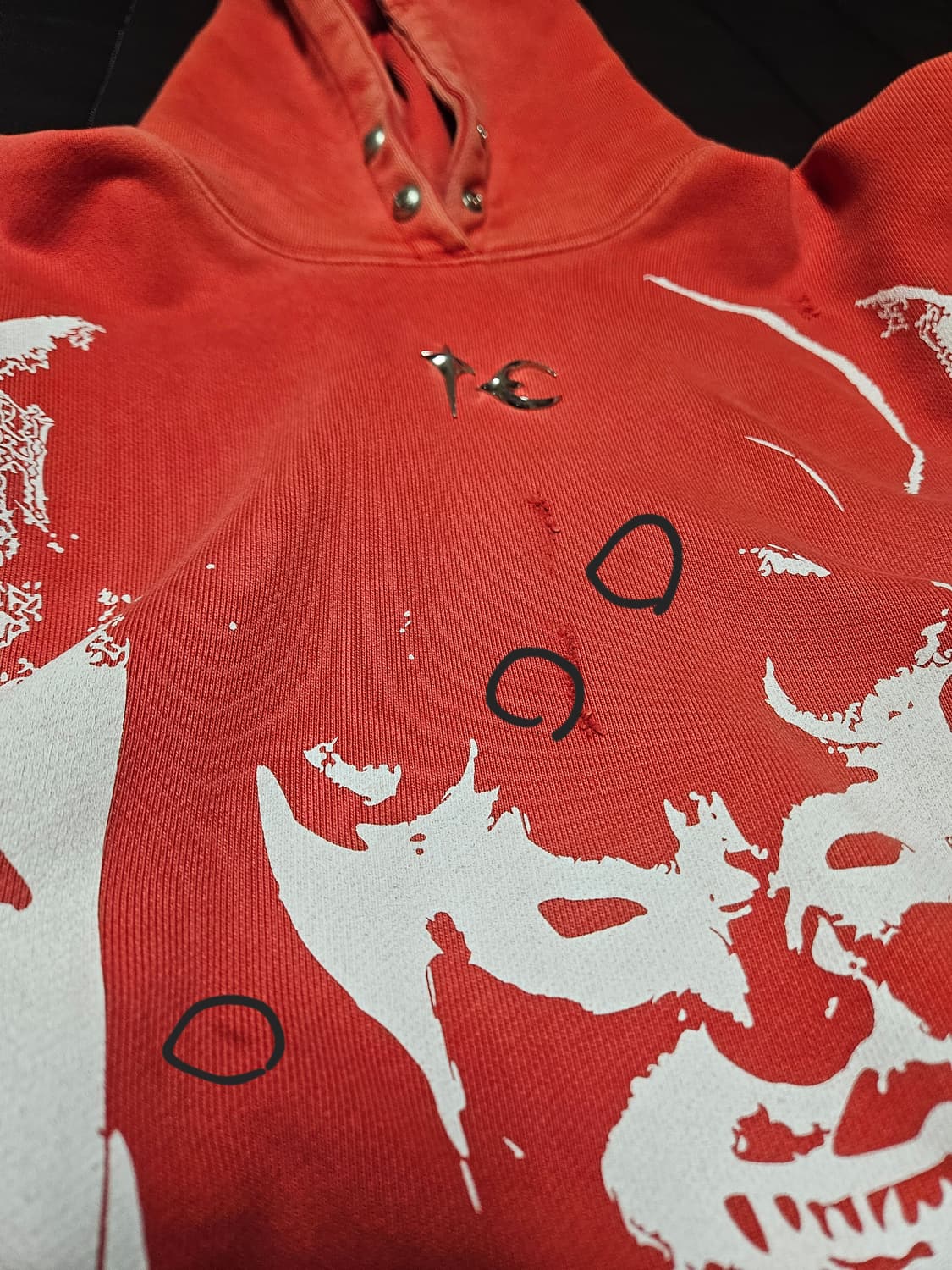 떠그클럽 사탄 후드 스웻 레드 화이트 size1 상품이미지8