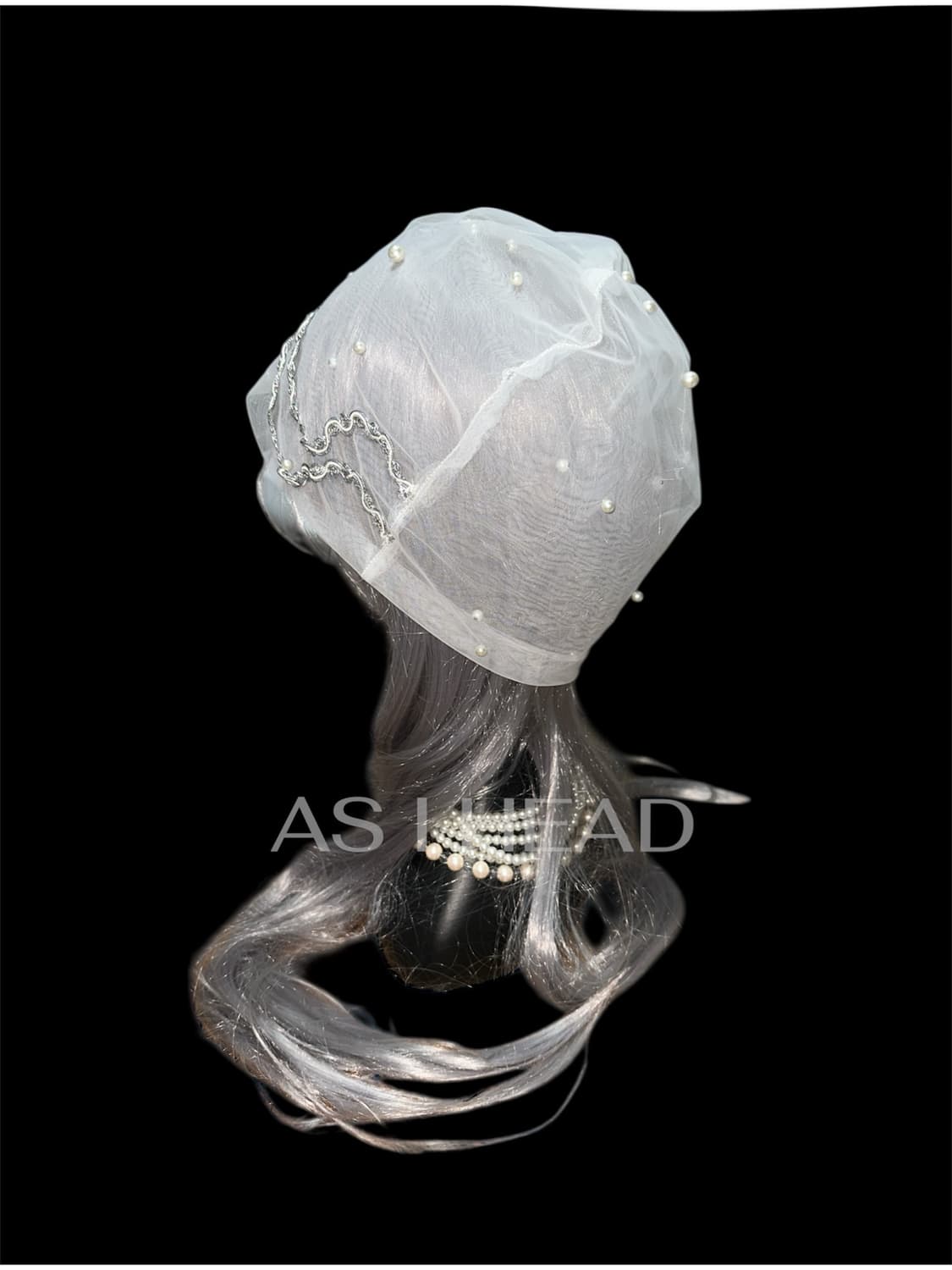 시스루 매쉬 진주 레이스 핸드메이드 롱 비니 상품이미지4