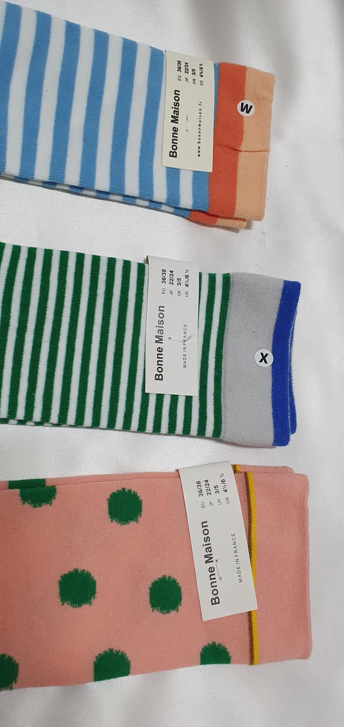 블루 그린 살구 도트 스트라이프 Bonne Maison 본메종 양말 상품이미지4