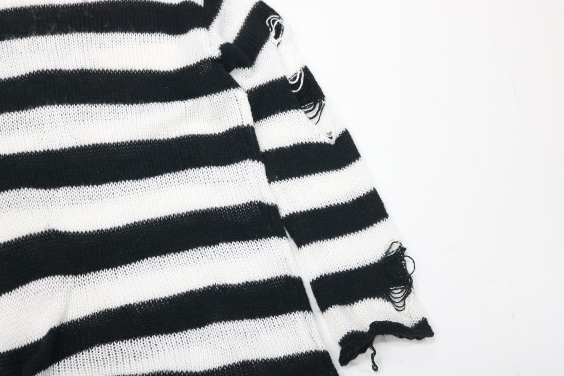 빈티지 크로스 패치 디스트로이드 스트라이프 니트 상품이미지8