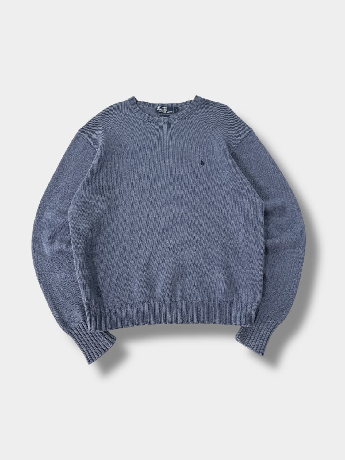 폴로 랄프로렌 00‘s 루즈핏 해비 코튼 빈티지 블루 니트 상품이미지1