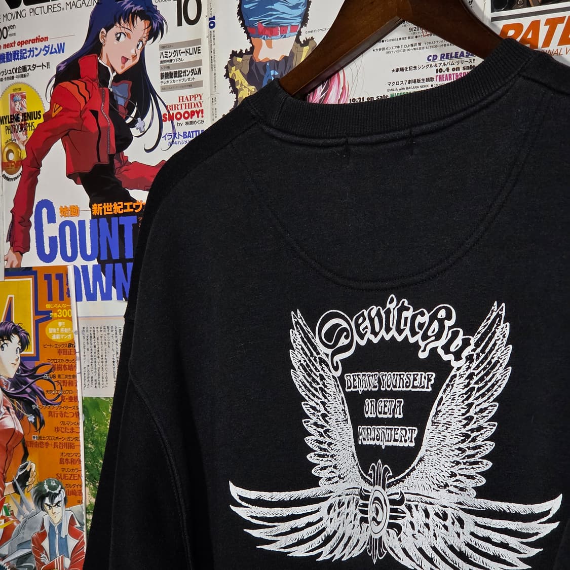 JPN 펑크 날개 프린팅 블랙 약기모 맨투맨 상품이미지6