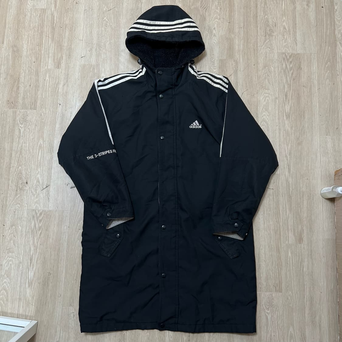 아디다스 빅로고 사이드라인 후드 롱패딩 M/95  상품이미지1